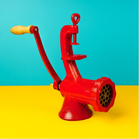 Masina de tocat carne, JIA, rosie, cu rulment 