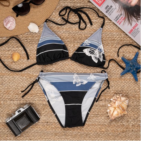 Costum de baie Butterfly, albastru, 3 piese