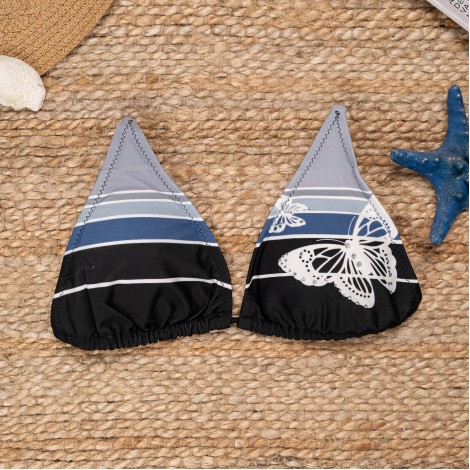 Costum de baie Butterfly, albastru, 3 piese