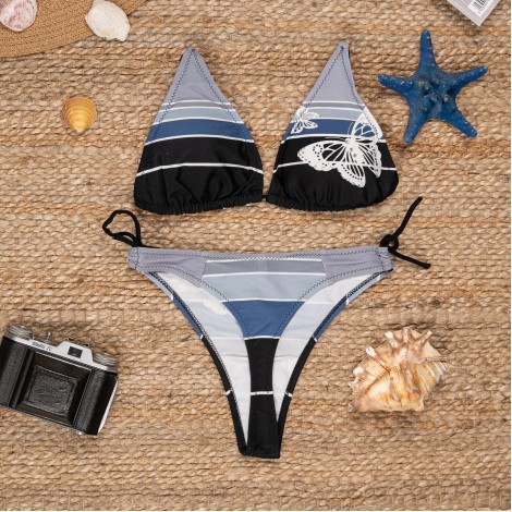 Costum de baie Butterfly, albastru, 3 piese