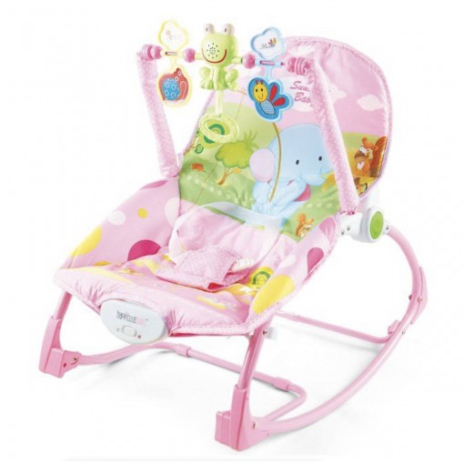 Balansoar si scaun bebe 2in1, cu vibratii si muzica, 0-18Kg, Sunshine Baby roz RESIGILAT