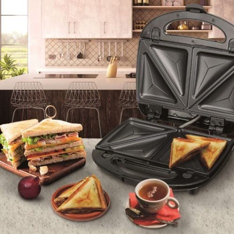 Sandwich maker Zilan 5 in 1 ZLN-3932, 800W, (placi grill, triunghi, sandwich, waffle, nuci) negru/inox 
