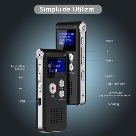 Reportofon digital Andowl Q-LY77, 16G Hifi, MP3/WAV, accesorii