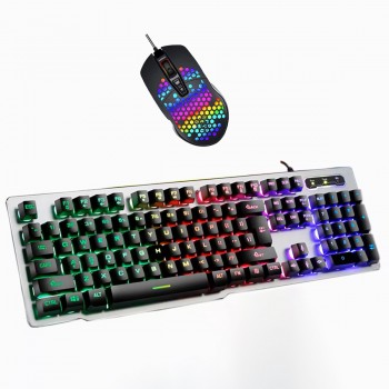 Set tastatura si mouse gaming Andowl QK809, USB, iluminare RGB