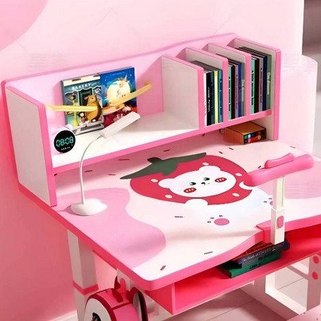 Birou cu scaun copii H20 09, 70 x 45 cm, ursuleti roz, RESIGILAT