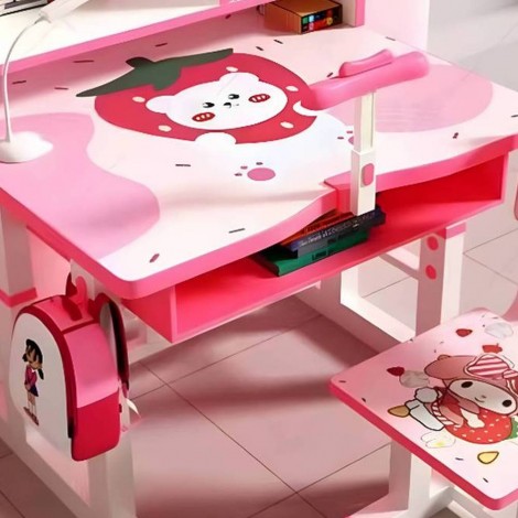 Birou cu scaun copii H20 09, 70 x 45 cm, ursuleti roz, RESIGILAT