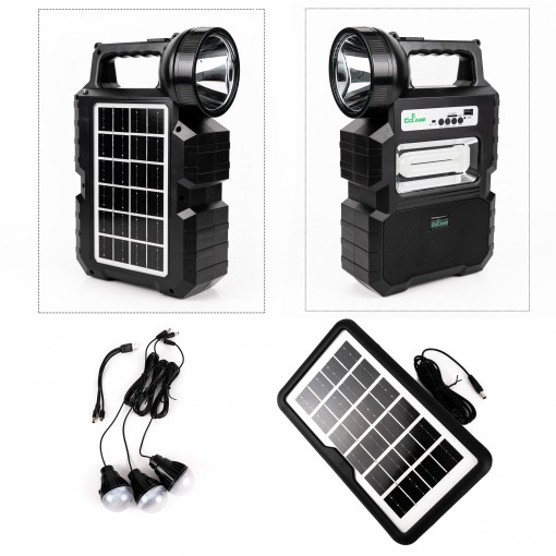 Kit solar camping CCLamp CL-810, 3 becuri, boxa BT, radio, USB, powerbank 4000mAh