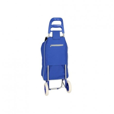 Carut de cumparaturi, doua roti, cadru metalic, pliabil, albastru