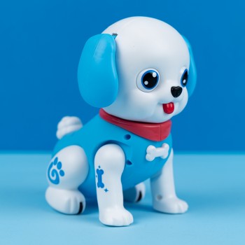 Catelus interactiv cu muzica si lumini, alb/albastru