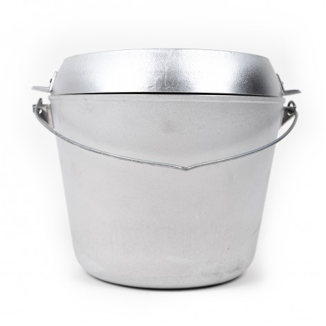 Ceaun cu toarta si capac, tuci, 12 litri, pentru pirostrii, fund plat, din aluminiu, argintiu