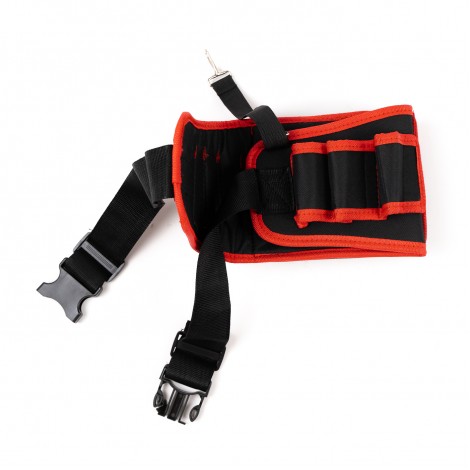 Centura scule stil borseta, 8 agatatori, inchidere borseta arici, negru/rosu