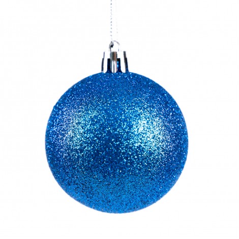 Globuri de brad, 10 piese, diametru 6cm, 2 modele albastru