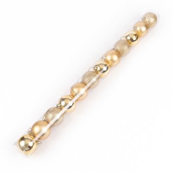 Globuri de brad, 12 piese, diametru 6cm, 2 modele auriu