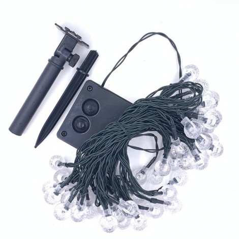 Instalatie tip glob cu 50LED, 6.5 m, panou solar si controler, alb