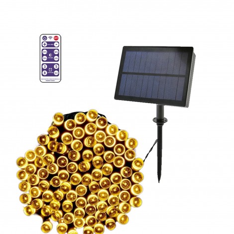 Instalatie tip sir cu 300LED, 33 m, panou solar, telecomanda, alb cald