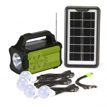 Kit solar camping Yeelite GD Plus GD-8075 Radio FM, MP3 Player, lanterna, powerbank 10000mAh, 4 becuri LED