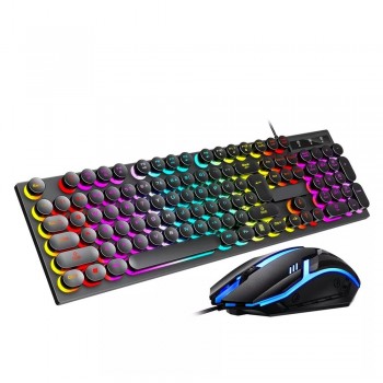 Kit tastatura si mouse Andowl, office, iluminate, conector USB, negru
