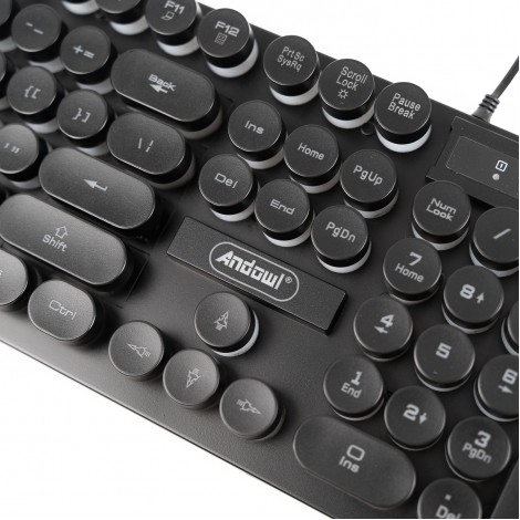 Kit tastatura si mouse Andowl, office, iluminate, conector USB, negru Kit tastatura si mouse Andowl, office, iluminate, conector USB, negru