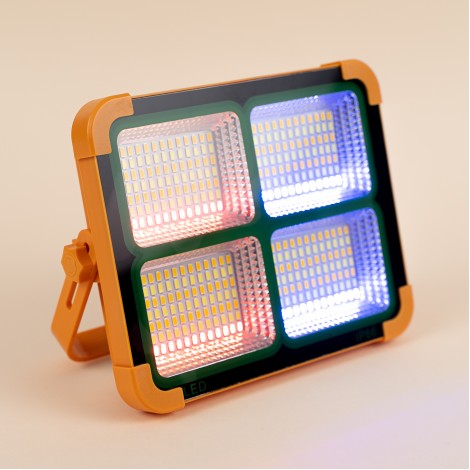 Lampa de lucru D8 cu panou solar 366 LED, 4 cadrane, lumina alb cald si rece, galben