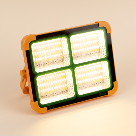 Lampa de lucru D8 cu panou solar 366 LED, 4 cadrane, lumina alb cald si rece, galben