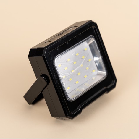 Lampa de lucru cu panou solar LED, lumina alb rece, negru