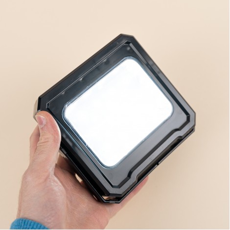 Lampa de lucru cu panou solar LED, lumina alb rece, negru