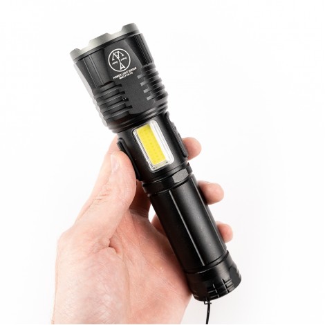Lanterna de mana BX-P19 LED P50 + COB, 500 lumeni, raza 500m, powerbank