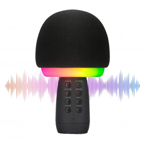Microfon Karaoke Andowl MC910, Bluetooth, RGB, negru