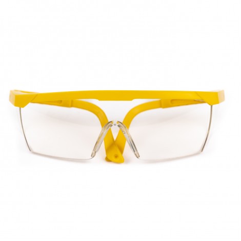 Ochelari de protectie PVC, lentile policarbonat transparente, rama galbena