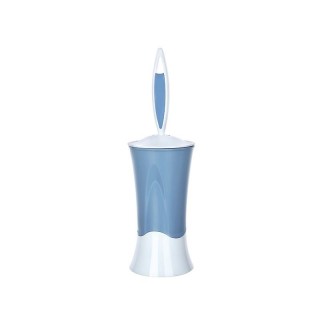 Perie de toaleta cu suport Crystal, design decorativ, plastic dur, bleu/alb