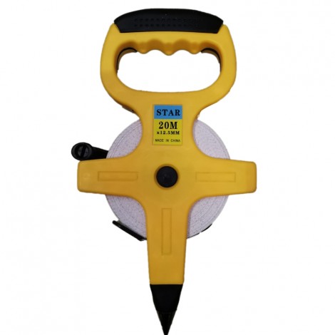 Ruleta de teren profesionala, 20m, cu varf, maner ergonomic, galben