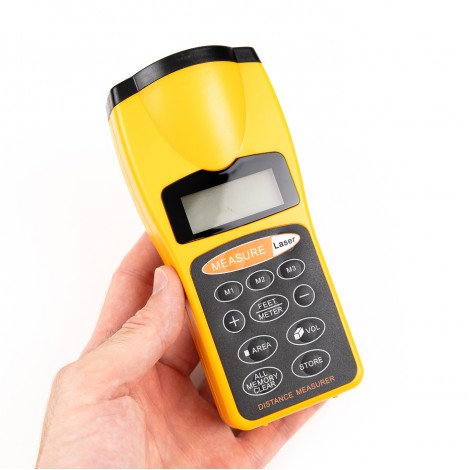 Ruleta digitala cu ultrasunete CP-3007, pointer laser, afisaj LCD, galben/negru