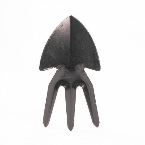 Sapaliga cu coada de lemn, ascutita si cap cu 3 dinti, gri