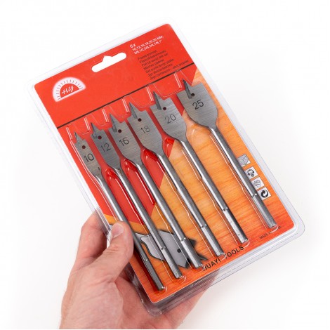 Set burghie plate pentru lemn, 6 piese, 10/12/16/18/20/25mm