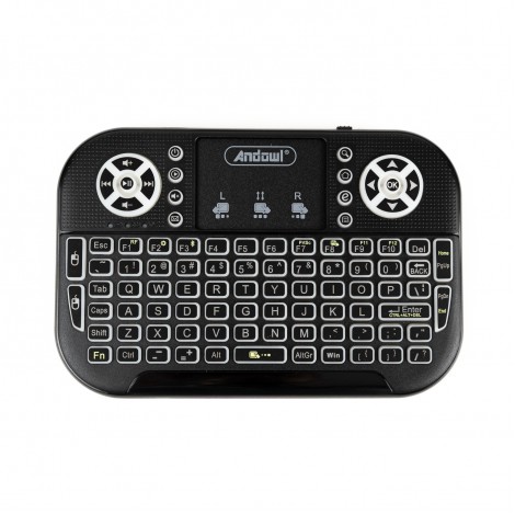 Tastatura cu touchpad wireless 2.4G Mini, 7 culori RGB, pentru PC, Smart TV, PS3