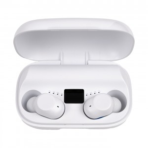 Set casti wireless in-ear, cutie incarcare cu functie PowerBank, alb