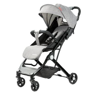 Carucior sport L-Sun C8, ideal calatorii, lift, scari, pliere cu o mana, maner tip troller, super compact si usor, cu pozitie de somn, 0-3ani, gri