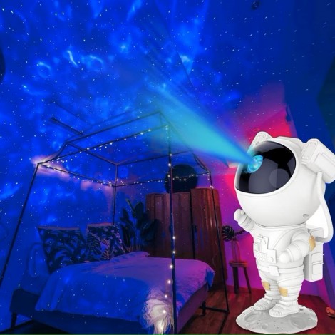 Lampa de veghe proiector astronaut, pentru copii, telecomanda, alb