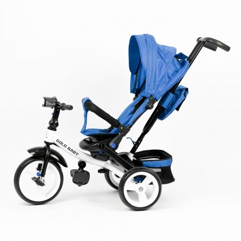 Tricicleta 5 in 1 cu pozitie de somn, scaun reversibil, albastru, 8-48 luni
