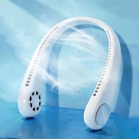 Ventilator pentru gat, Andowl Q-FN72, 3 trepte de viteza, USB, 8h, acumulatori 4000 mA, alb